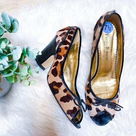 2/$20 Franco Barbieri Leopard Haircalf Peep-Toe - Picture 10 of 10